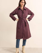 Gabardina larga con cuello camisero