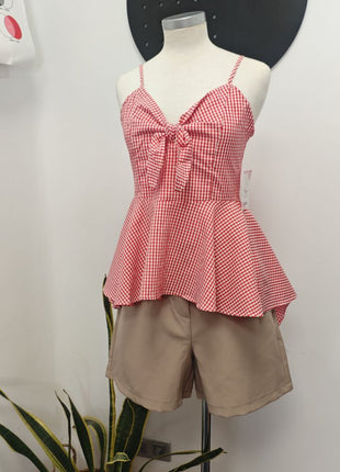 Top Vichy rojo